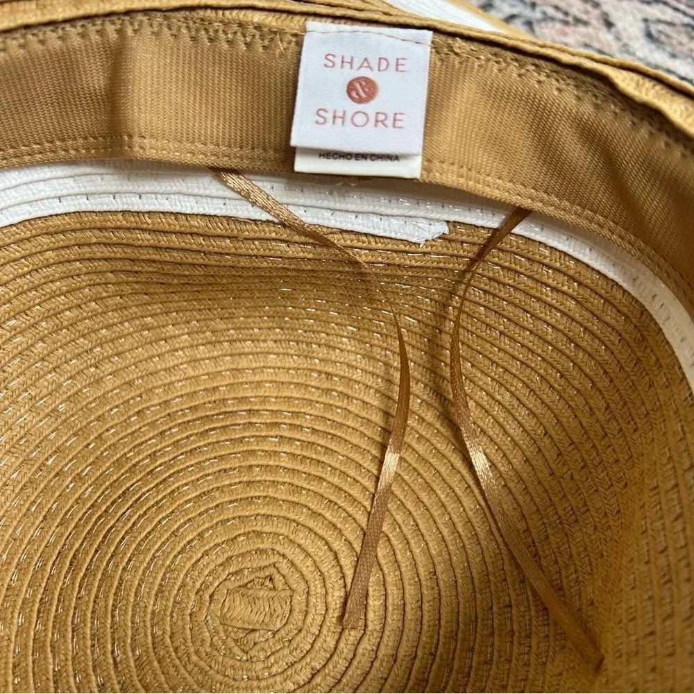 NWT Shade & Shore Striped Sunhat Straw Floppy Beach Hat
